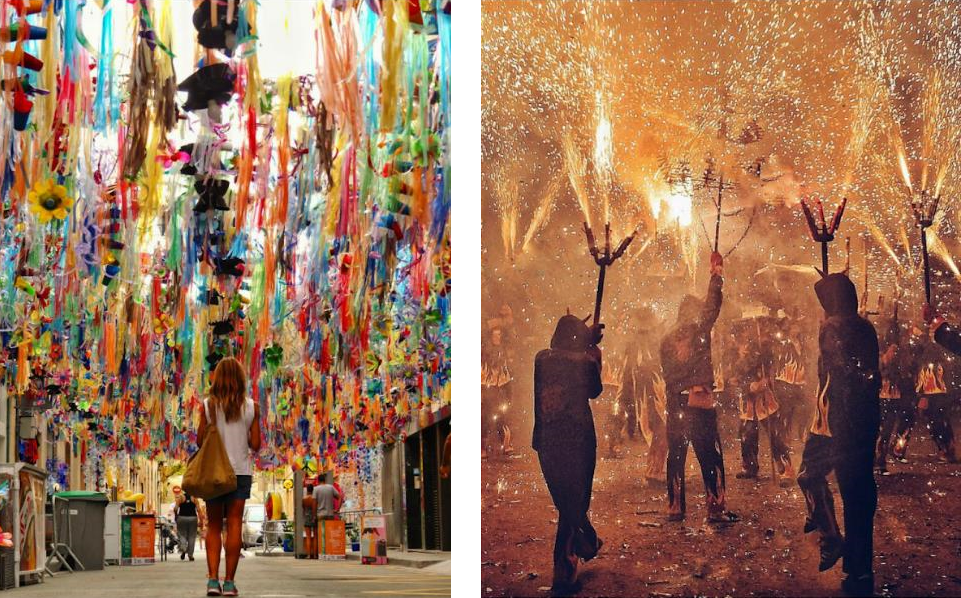 Ambiente festivo y gastronomía